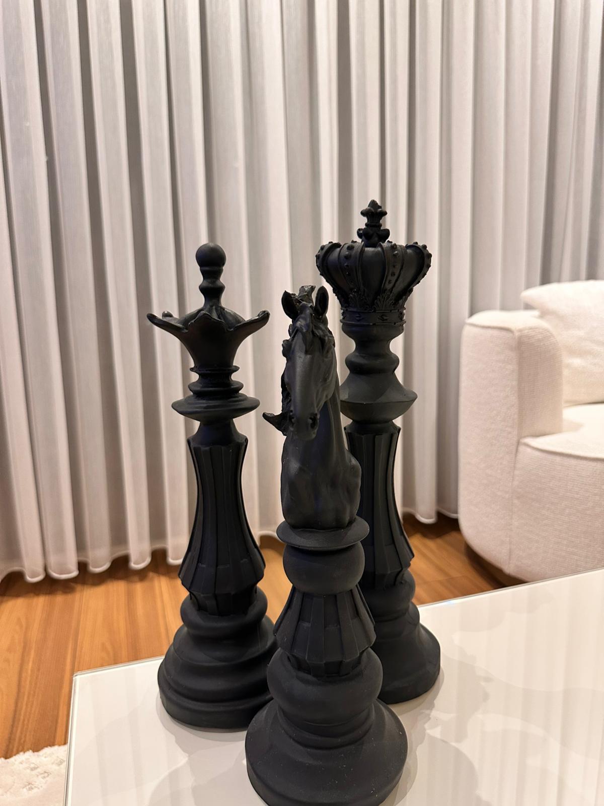 Dekoratif Satranç Figürleri – 3’lü Set (Siyah)