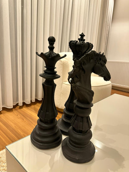 Dekoratif Satranç Figürleri – 3’lü Set (Siyah)