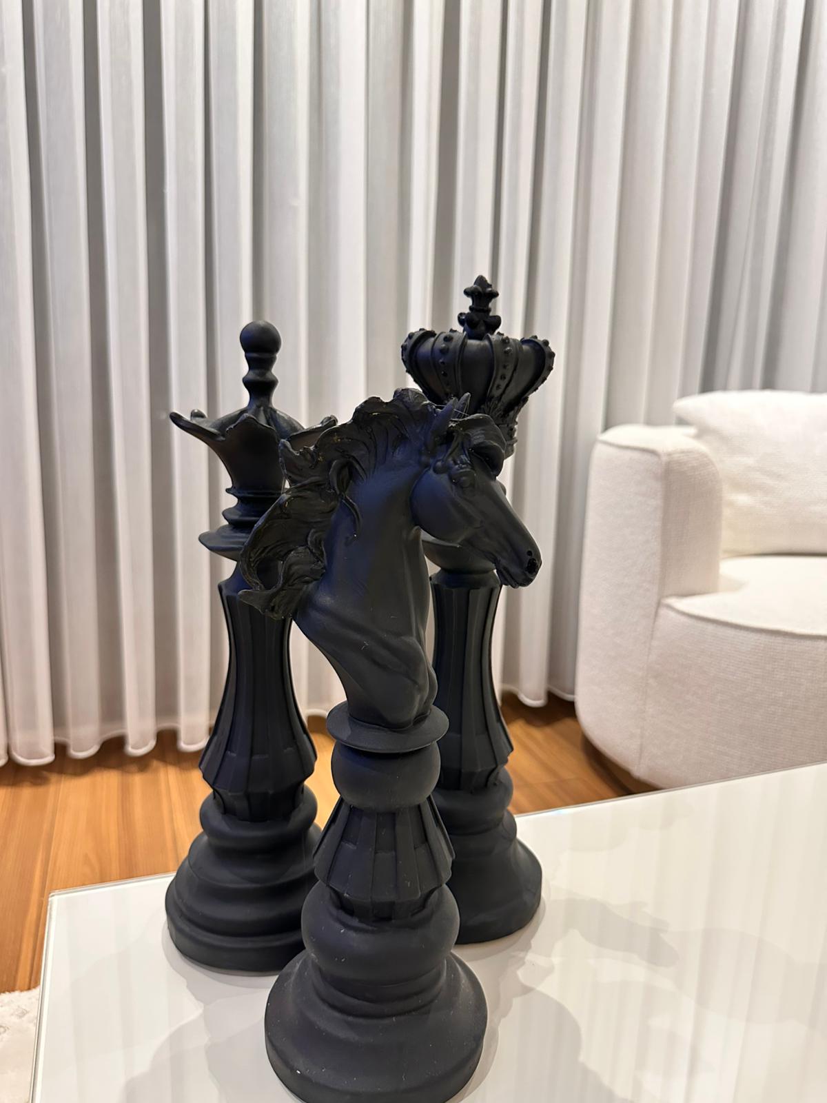 Dekoratif Satranç Figürleri – 3’lü Set (Siyah)